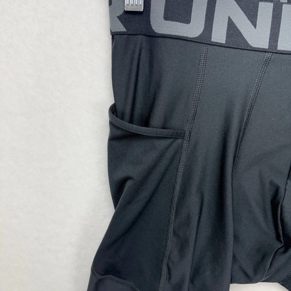 Under Armour Compression Shorts Men M Black Athletic Gym Logo Waistband Pocket
